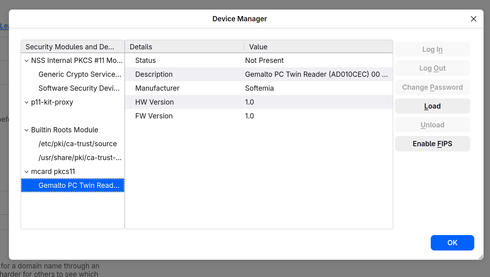 Firefox mcard pkcs11 added