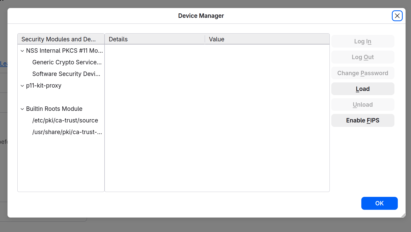 Firefox Security Devices